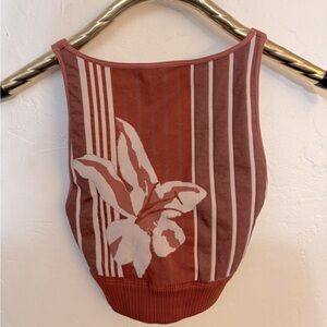 Free People Striped Crop Top in Rust and Cream